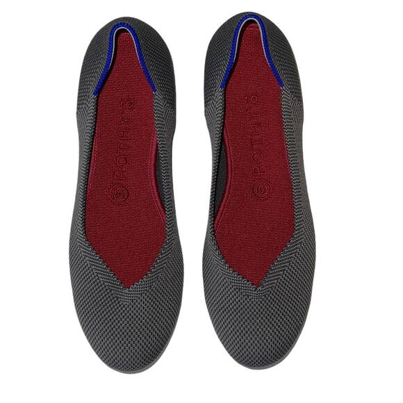 Rothys Birdseye Round Toe Charcoal Gray Pebble Flats Size 8W - Picture 6 of 10